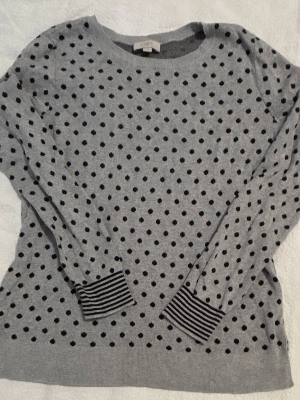 Ann Taylor Loft Outlet Sweater: gray with black polka dots - Women's Medium